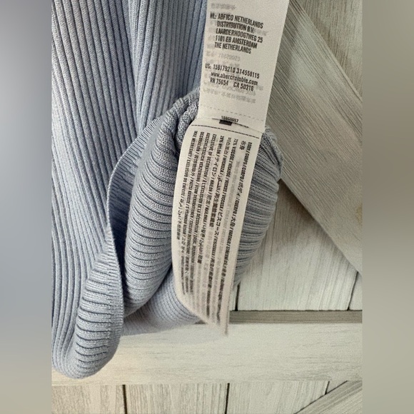 NWT Abercrombie & Fitch Polo Elevated Knit Mini Light Blue Dress - Picture 3 of 5